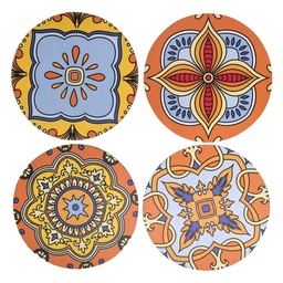 [S-V1307210000] Mattonella in Legno Assortita Arancione Tonda 20x0,5 cm (Confezione da 4)