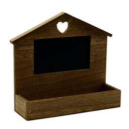 [S-V5916090000] Mensola in legno a forma di casetta con lavagna, 28x8,5x24,5 cm