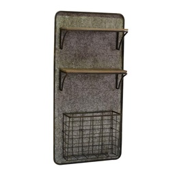 [S-V5921180000] Mensola in Metallo e Legno a 2 Piani con Portatutto 38,5x11,5x78 cm