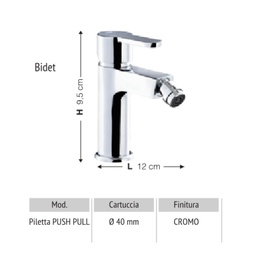 [S-FZ79438] Miscelatore Lento per Bidet Piletta Push Pull Cromo