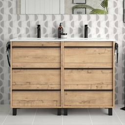 [100275] Mobile bagno Geco120 rovere ostippo doppio lavabo 3 cassetti 120x45x86h