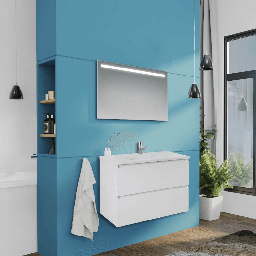 [S-FZ92062] Mobile bagno sospeso Carezza bianco lucido 80x46x54 H