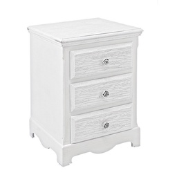 [S-B0744184] Cassettiera in legno bianco Blanc con 3 cassetti - 40 x 34 x 63,5 cm