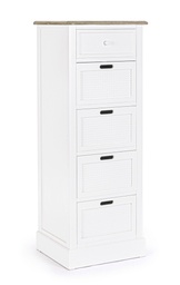 [S-B0740496] Mobile cassettiera 4 cassetti Dorotea bianco - 47.5x40x128 cm