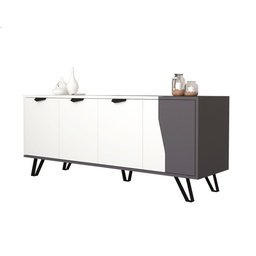 [S-FZ91103] Mobile credenza 4 ante bianco grigio 160x45xh.77 cm