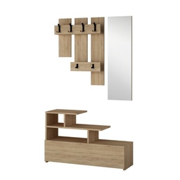 [S-FZ96987] Mobile da ingresso rovere con scarpiera e specchio Vesty 100x30xh.122 cm