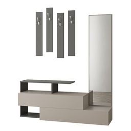 [96982] Mobile da ingresso tortora e antracite con specchio Ramda  137x35xh.154 cm