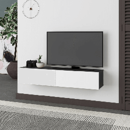 [S-FZ99266] Mobile porta TV sospeso Francy antracite bianco ante a ribalta