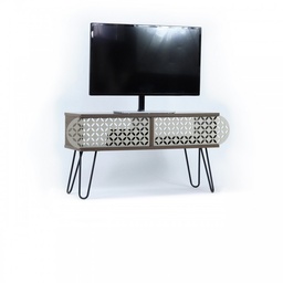 [S-FZ93771] Mobile porta tv noce nero industrial urban cm cm 106 x 30 x 48 h