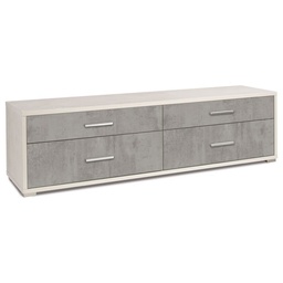 [S-ODB805OSCEK] Mobiletto basso porta TV in legno con quattro cassetti Bianco Cemento 179x47x h50 cm