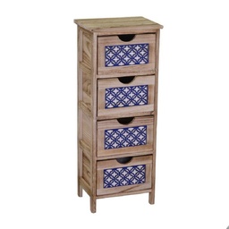[S-V8038830000] Mobiletto cassettiera legno grezzo 4 cassetti 23 x 30 x h 77 cm