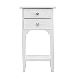 [S-B0744180] Mobiletto comodino due cassetti Bianco 37x26,5x h69,5 cm