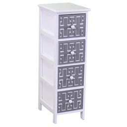 [S-V8040080000] Cassettiera Gianna bianco grigio 4 cassetti cm26x32h81