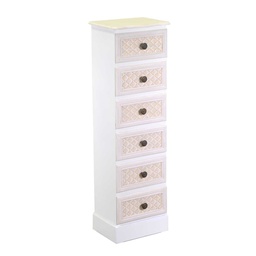 [S-V8041630000] Mobiletto in legno con 6 cassetti crema, dimensioni cm29x23x95
