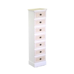 [S-V8041640000] Mobiletto in legno con 7 cassetti crema cm29x23h109
