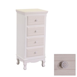 [S-V8041290000] Mobiletto Cassettiera Bianco Beige 4 Cassetti Grandi 34x41x84 cm