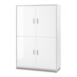 [S-O734BFBLK] Mobiletto ufficio bianco con quattro ante e ripiani 107x41x h162 cm