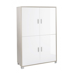 [S-O734OLBLK] Mobiletto ufficio Olmo Bianco Lucido 4 ante e ripiani 107x41x h162 cm