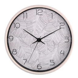 [S-V1871750000] Orologio in Plastica Foglie Beige - Diametro 32 cm, Altezza 4,8 cm