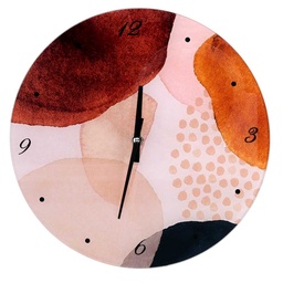 [S-V1871290000] Orologio Vetro Beige Arancione Tondo 30x4 cm