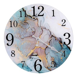 [S-V1871370000] Orologio vetro effetto marmo azzurro tondo 30x4 cm