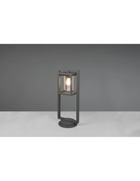 [S-TRIO512060142] Paletto Lanterna Cilindro Vetro Lunga Antracite IP44 Sensore Crepuscolare