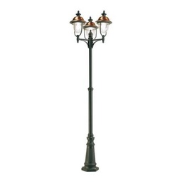 [S-SOV199/14] Palo 3 luci in alluminio grigio e rame da esterno h.244 cm