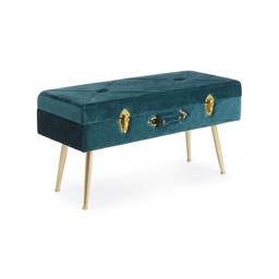 [S-B0720329] Panca in velluto con contenitore Blu POLINA 80x34x h42 cm