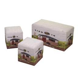 [S-V3812310000] Panca con due pouff con camper cm60x30h33