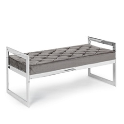 [S-B0732884] Panca velluto grigio Sveva 97x44 cm