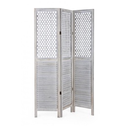 [S-B0721485] Paravento 3 ante Hole bianco antico 120x170 cm