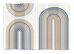 [S-V4206730000] Paravento stampa 3 ante azzurro e arancione 120,6x2,5h180 cm