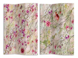 [S-V4206800000] Paravento stampa 3 ante naturale con rami fiori 120,6x2,5h180 cm