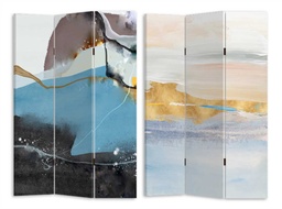 [S-V4214400000] Paravento stampa astratto azzurro a 3 ante rettangolare 120,6x2,5xh180