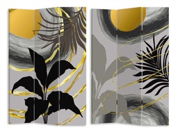 [S-V4214460000] Paravento stampa foglie noce oro 3 ante rettangolare 120,6x2,5xh180