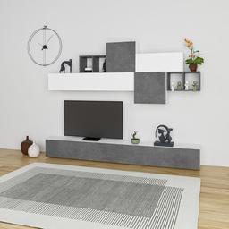 [S-FZ97985] Parete attrezzata Tromen 260 cm. bianco retrò grey MTV234472