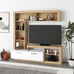 [S-FZ98222] Parete attrezzata rovere bianco Leo