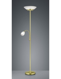 [S-TRIOR40063108] Piantana Con Spot da Lettura Gerry Ottone Vetro Bianco Ø34 cm Trio Lighting
