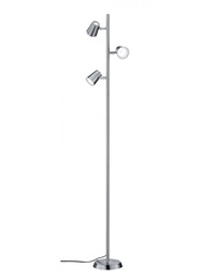 [S-TRIO473190307] Piantana Fusto Lineare 3 Faretti Spot Led Nichel Trio Lighting