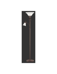 [S-TRIO4602021-24] Piantana Ruggine 2 Vetri Opali e Spot da Lettura