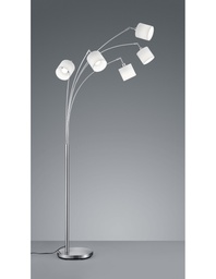 [S-TRIOR46330501] Piantana Tommy Nichel 5xE14 Tessuto Bianco H200 cm
