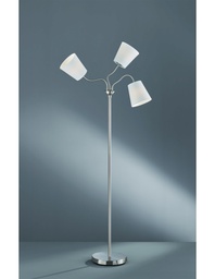 [S-TRIOR40153001] Piantana Windu 3xE27 Nichel E Paralumi Bianco H140 cm Trio Lighting