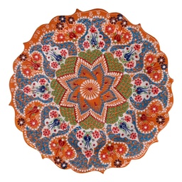 [S-V5867430000] Piatto decorativo in ceramica arancione 30x30x3 cm