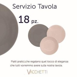 [S-V5861100000] Set di 18 piatti grigio/rosa, dimensioni 27x26x27 cm