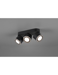 [S-TRIO652910332] Plafone 3 Spot Led Doppia Emissione L27 cm Taurus Nero