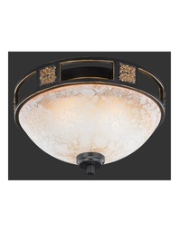 [S-TRIO608100224] Plafoniera 2xE27 Quinta Ruggine Vetro Alabastro Ø33 cm Trio Lighting