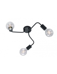 [S-TRIO608000332] Plafoniera 3 Luci Diallo Tubi Metallo Nero Ø47 cm