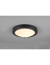 [S-TRIO6801011-32] Plafoniera Bagno Condus Nero con Vetro Bianco IP44