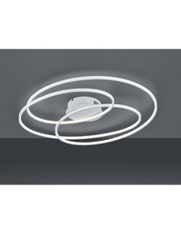 [S-TRIO673918031] Plafoniera Cerchi Concentrici Bianco Opaco Led 50w Dimmerabile L80 cm