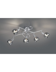 [S-TRIOR60595006] Plafoniera Girandola Brest Cromo 5 Vetri Fumé